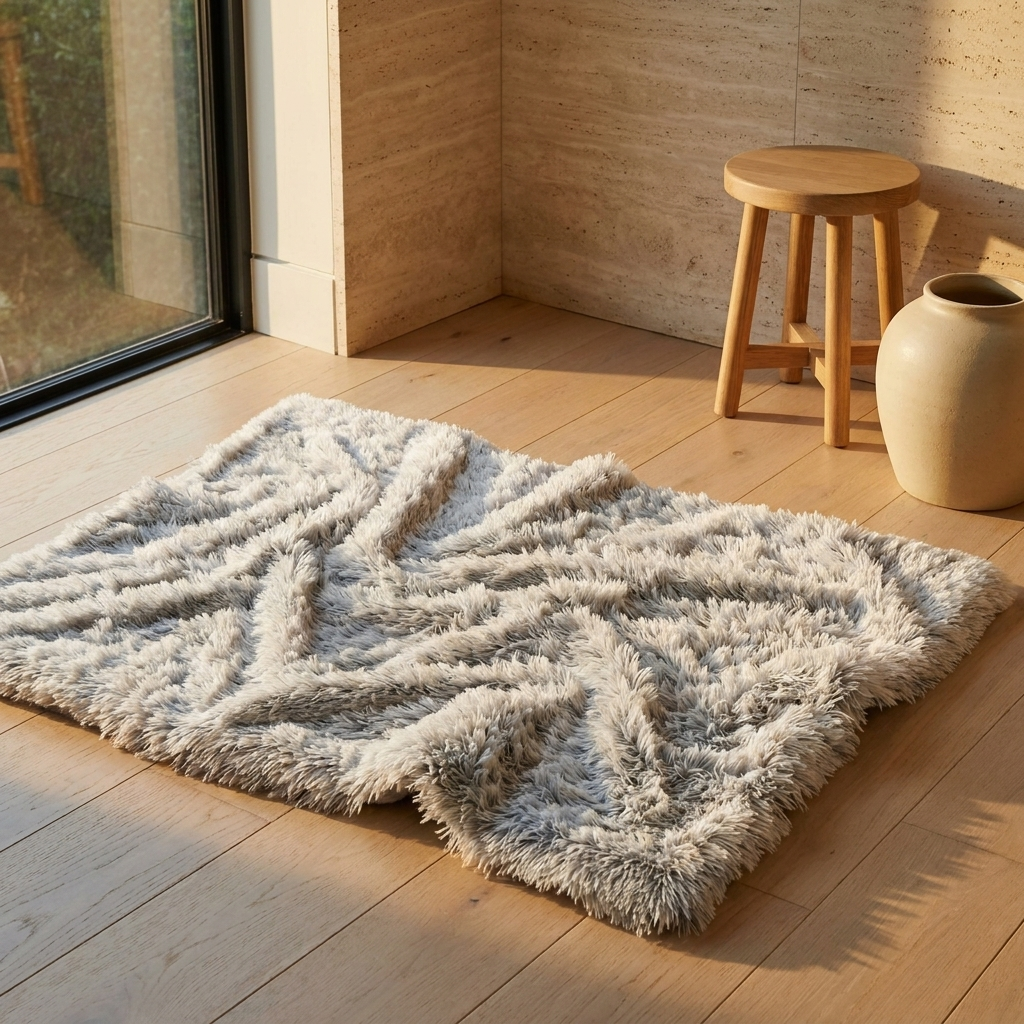 Cloudrift pet blanket spread on an oak floor