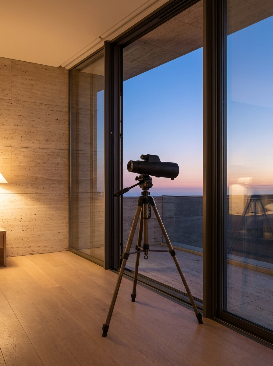 Stellavu telescope aimed at a dusk sky