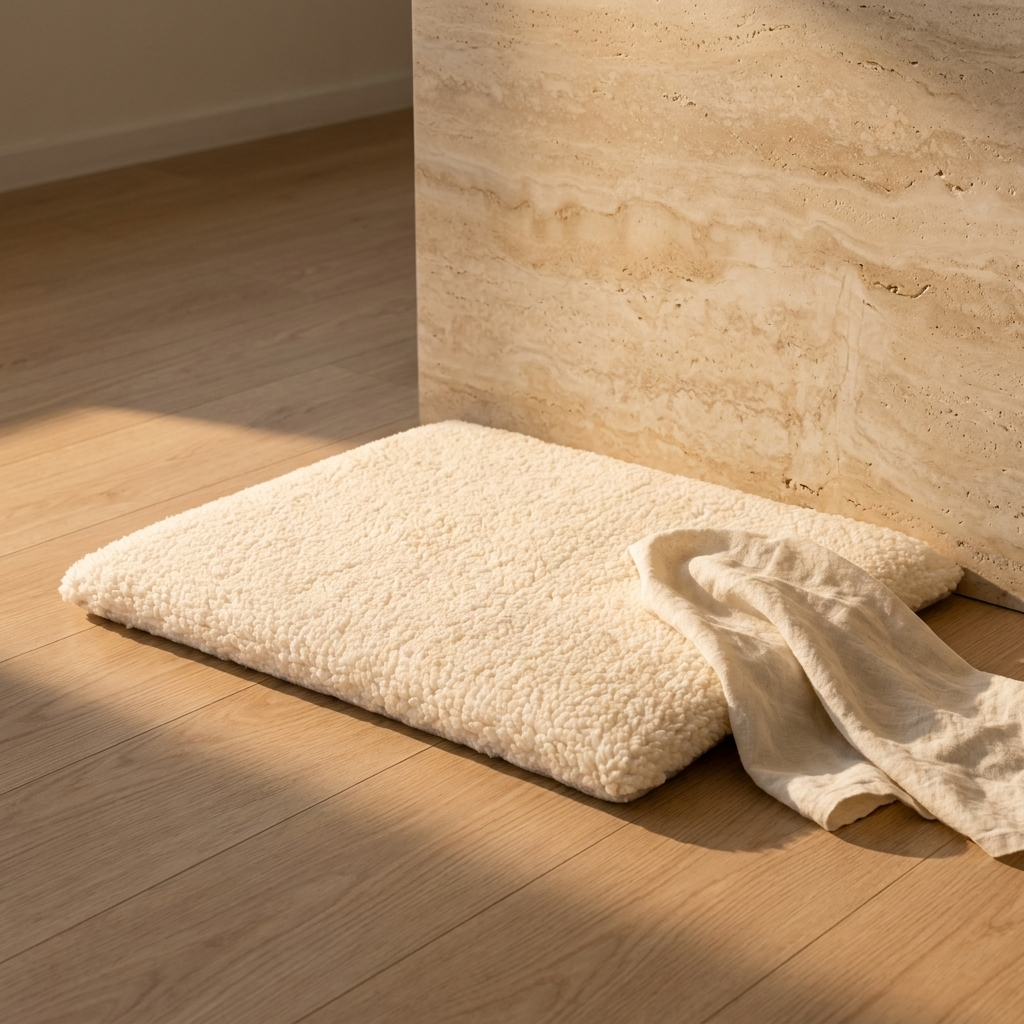Thermara cat pad on an oak floor in sunlight
